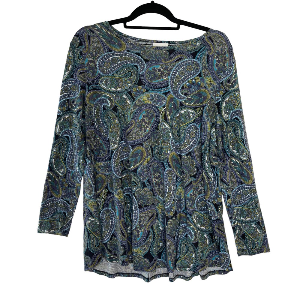 J. Jill Women's Paisley Tunic Top in Teal, Navy & Green
